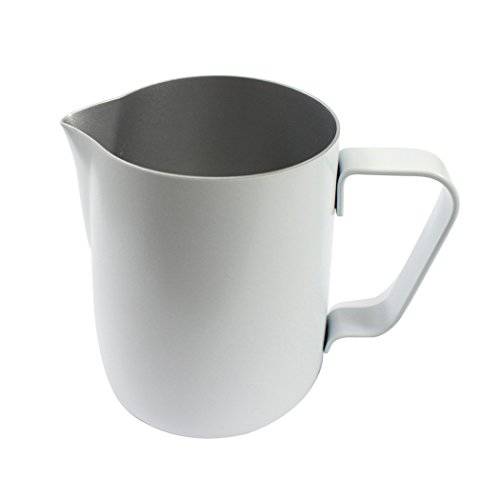Dianoo 밀크 Pitcher, 스테인레스 스틸 밀크 Cup, Good 그립 스팀 Pitcher, 커피 Pitcher, 에스프레소,커피 Machines, 밀크 거품기&  라떼 Art, 1PCS (600ML) - 하얀