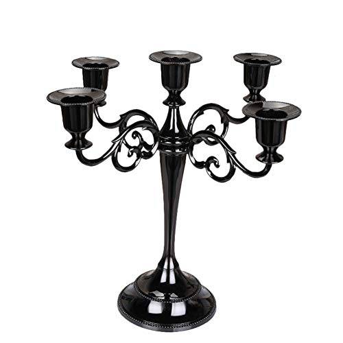 Maiheimoon  메탈 Candelabra Retro Candlestick 홀더 for Candlelight 디너 and 테이블 데코레이션,데코,장식 (5 Arms-Black-1)
