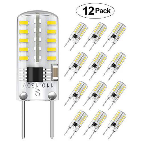 12-Pack 밝기조절가능 G8 LED Bulbs T4 타입, 20-25W 호환, 6000K Daylight, Bi-Pin G8 바닥, LED 라운드,둥근 라이트 Bulbs for 찬장부착형, 부착형, 언더 카운터 라이트 Bulbs, 아웃도어 야외,경치 라이트 Bulbs