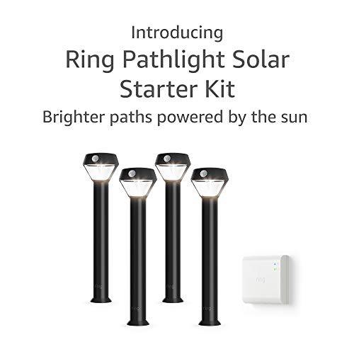 Introducing Ring Solar Pathlight - 아웃도어 Motion-Sensor 안전 라이트, 블랙 (스타터 Kit: 4-pack)