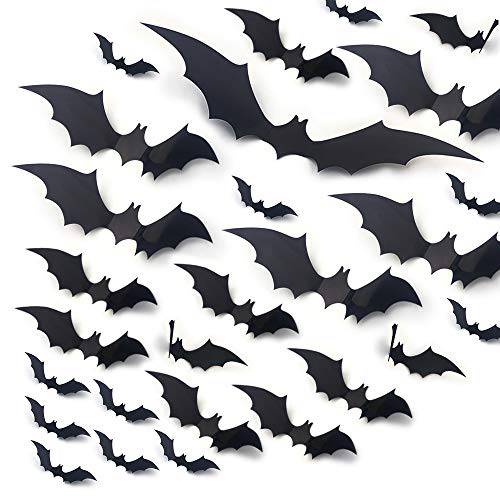 할로윈 Bats 벽면 데칼,도안 77pcs Bat 벽면 스티커 할로윈 3D Bats for 벽면 데코레이션,데코,장식 4 사이즈