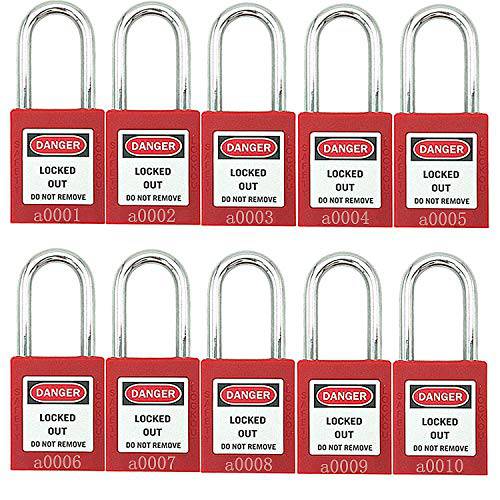 Lockout Tagout 잠금 세트 - 10 레드 키,열쇠 한쌍 OSHA Loto 세이프티,안전 자물쇠 for 잠금 Out 태그 Out 스테이션 and 디바이스