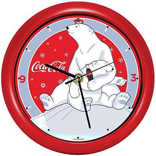 Mark Feldstein& Associates Coca-Cola 폴라 Bear Hugs 8 인치 뮤지컬 크리스마스 Carol 벽면 걸수있는 시계