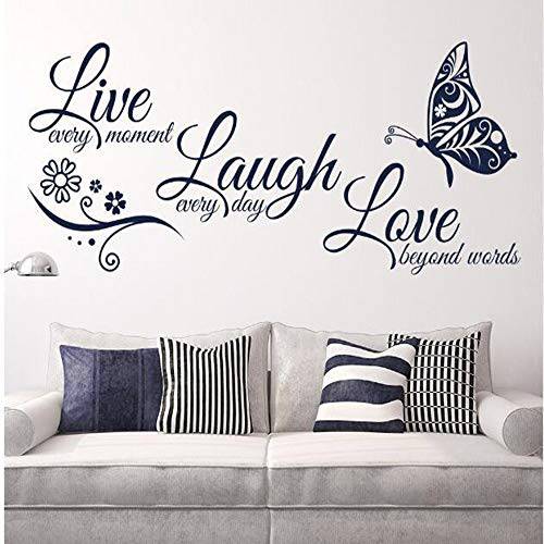 라이브 Love Laugh 세트 3 벽면 스티커 동기부여 벽면 데칼,도안, 패밀리 아름다운 벽면 스티커 Quotes(10x22, 블랙)