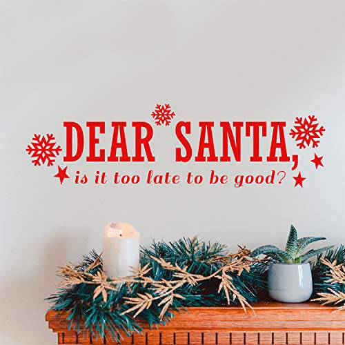 비닐 벽면 아트 데칼 - Dear Santa - 6 x 22.5 - 설화 크리스마스 계절 홀리데이 장식 스티커 - 실내 아웃도어 홈 사무실,오피스 벽면 도어 창문 침실 직장 데칼S (6 x 22.5, 레드)