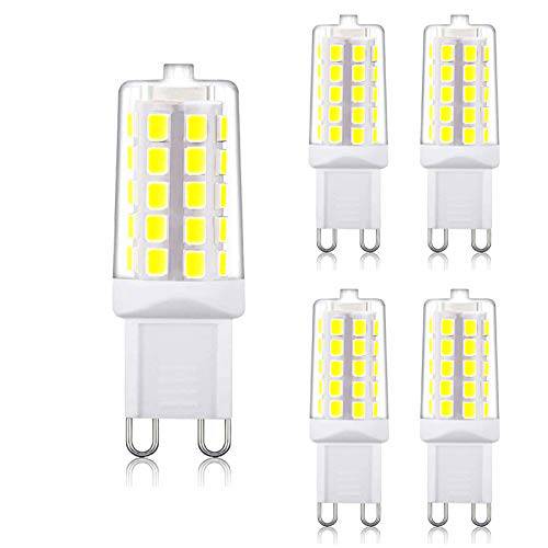 G9 LED 전구 일광 4W, 40W T4 G9 할로겐 호환, 6000K 120V No-Flicker, 샹들리에 라이트닝 450LM Non-Dimmable (5 팩) by BAOMING