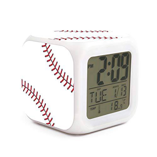 NMlesolg 야구 디자인 디지털 알람 시계, LED 디지털 디스플레이, 전자제품 스몰 알람 시계 침실