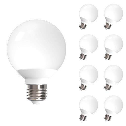 Sunco Lighting 8 팩 G25 LED 구형, 6W=40W, 밝기조절가능, 450 LM, 3000K Warm 화이트, E26 베이스, Ideal 화장실 화장대 or 미러 - UL&  에너지 스타