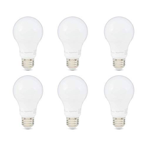 AmazonBasics 40W 호환, 일광, 밝기조절가능, 10, 000 시간 라이프타임, A19 LED 라이트 전구 | 6-Pack