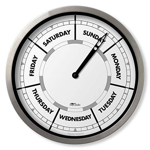 DayClocks  클래식 시계  Day of The Week 시계  Day to Day 시계 Noon&  미드나잇 마커  10 알루미늄 벽면 시계