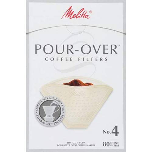 Melitta 4 Pour-Over 콘 커피 필터, 베이지, 80 Count (팩 of 6)