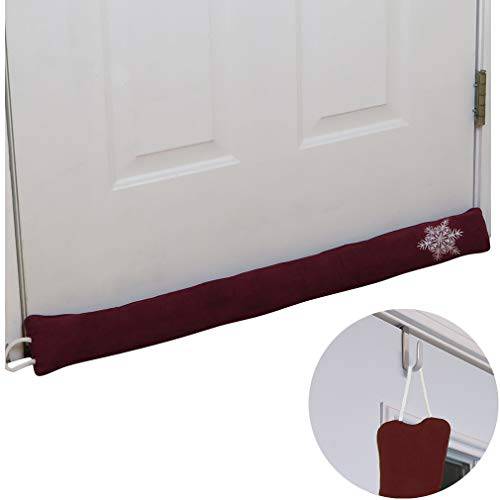 Evelots  도어 Draft Stopper-36 inch-with Over The 도어 Hook-Heat Stay in-Burgundy