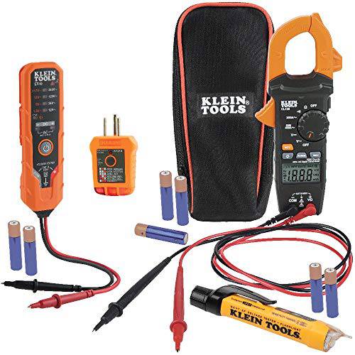 Klein Tools CL120VP 전자 전압 테스트 키트 클램프 미터, 쓰리 Testers, 테스트 심, 파우치 and 배터리