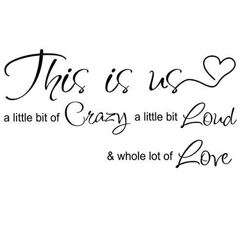 This is Us Crazy 큰소리 Love 벽면 데칼 스티커, This is Us a Little 비트 of CraZy, a Little 비트 큰소리& Whole Lot of Love, 아트 단어 벽면 데칼 스티커 문구,인용구 생활 방 침실