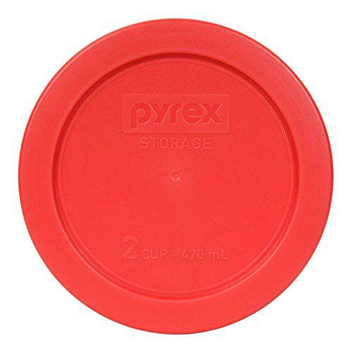 Pyrex 7200-PC 레드 라운드 2 컵 스토리지 뚜껑 글래스 그릇 (1, 레드)