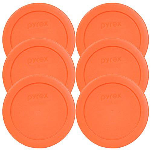 Pyrex  오렌지 2 컵 라운드 스토리지 커버 7200-PC 글래스 볼 (6 팩)