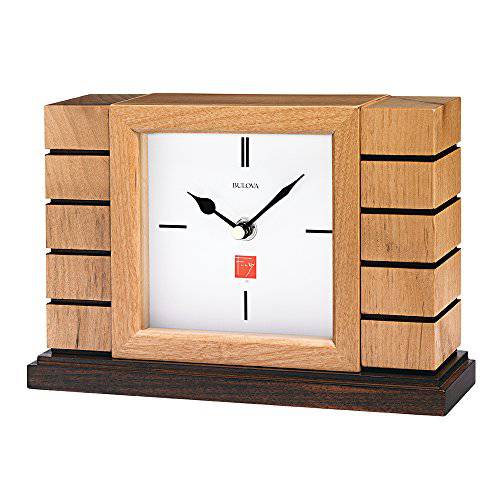 Bulova B1659 Usonian II Frank 로이드 Wright Mantel 시계, 내츄럴 마감 월넛 얼룩 베이스