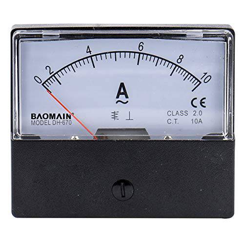 Baomain  전류계 DH-670 AC 0-10A 직사각형 Ampere 바늘 패널 미터 게이지 Amperemeter