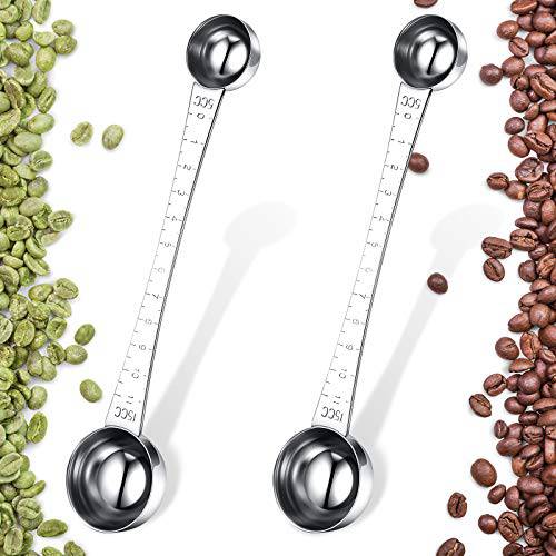 2 피스 커피 Scoops Tick Mark, 1 Tablespoon and 1 티스푼 스테인레스 스틸 커피 측정 스쿱 커피, 티,차, 슈가 and 밀크, 5 ml and 15 ml