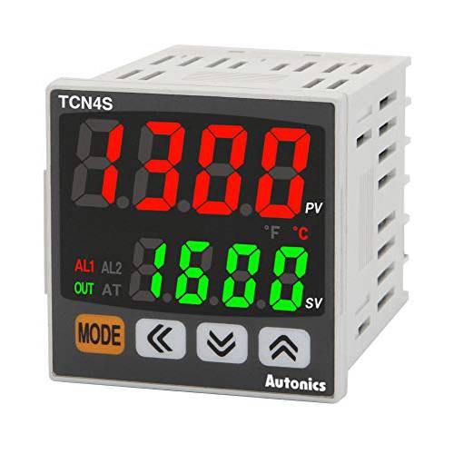 TCN4S-24R, 온도 컨트롤, 1/ 16 DIN, 듀얼 디스플레이 4 숫자, PID 컨트롤,  릴레이& SSR 출력, 2 알람 출력, 100-240 VAC