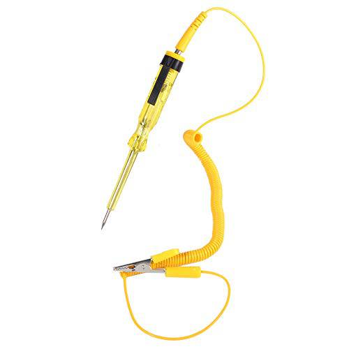 자동차 회로 테스터, 테스트 라이트 탐침,탐색기 인디케이터 라이트 and Extended 스프링 와이어, DC 6V 12V 24V 라이트 전구 전압 테스트 Pen(Yellow)