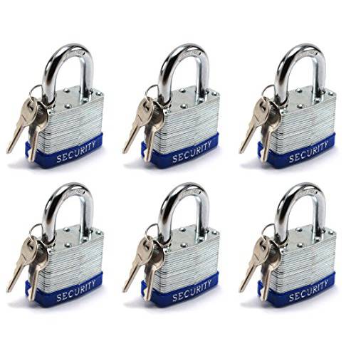 Elitexion 헤비듀티 코팅된 스틸 맹꽁이자물쇠,통자물쇠,자물쇠, 상업용 등급 키,열쇠 한쌍 2-Inch (팩 of 6)
