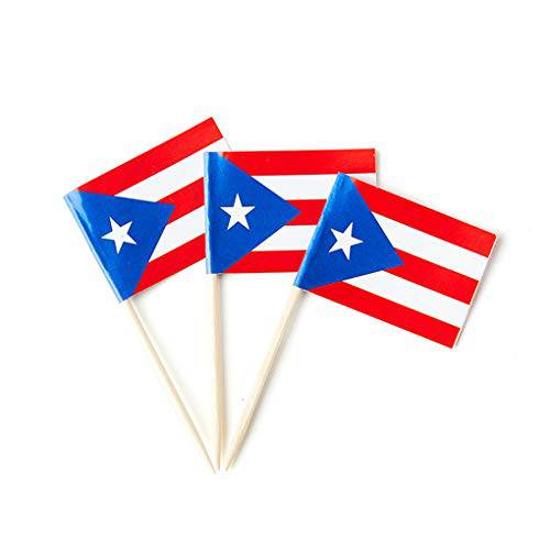 Puerto Rico 깃발 Puerto Rican 스몰 이쑤시개 미니 컵케이크 플래그 데코,장식 (100 팩)