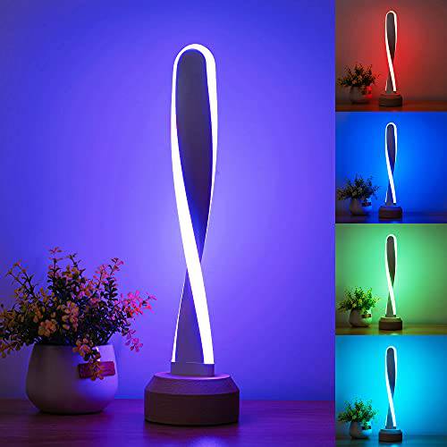 LONRISWAY 테이블 램프 RGB 우드 램프 Bedside 램프 16 Color-Changing 라이트, 내츄럴 너도밤나무 취침등, 나이트 스탠드, 무드등  거실 and 침실 Creative 홈 장식, 독특한 집 warmging 선물