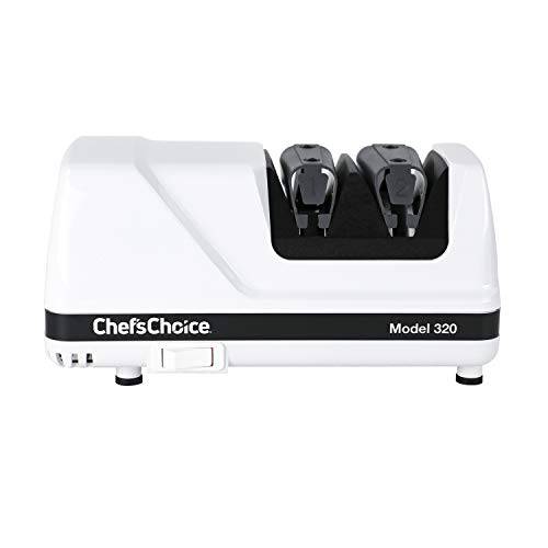 Chef’sChoice 320 연마,칼갈이 Flexhone 혁지 프로페셔널 컴팩트 전기,전동 칼갈이 다이아몬드 연마재&  정밀 앵글 컨트롤, 2-Stage, 화이트