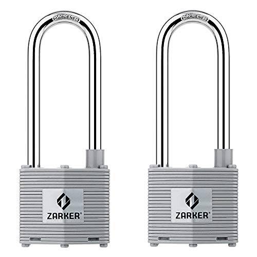 [ZARKER N45L] 키,열쇠 한쌍 헤비듀티 스틸 코팅된 맹꽁이자물쇠,통자물쇠,자물쇠 롱 걸쇠, 1-3/ 4(45mm) 와이드 바디 - 팩 of 2