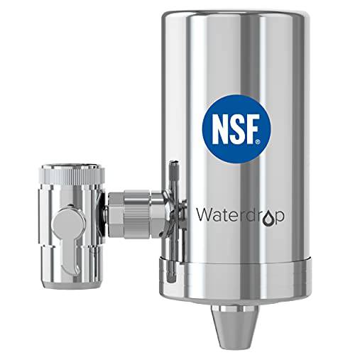 Waterdrop WD-FC-06 NSF 인증된 Stainless-Steel 수도꼭지 용수필터, 물 필터, 정수 필터, 카본 블록 워터 여과 시스템, 탭 용수필터, 물 필터, 정수 필터, 제거 염소,  중금속 and Bad Taste (1 필터 포함)