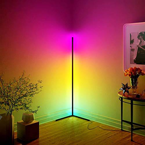 JVMU Corner-Lamp RGB-Changing 밝기조절가능 Smart-Control - 56 미니멀리스트 스타일 장식 램프, Colorful 램프  거실 침실 리모컨 컨트롤러 (모던)