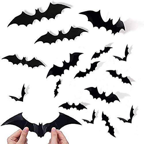 120 Pcs 3D Bats 스티커, 할로윈 파티 도구 방수 Scary Bats 벽면 장식 DIY 홈 창문 장식, 탈부착가능 Bats 스티커 실내 아웃도어 할로윈 벽면 데코,장식