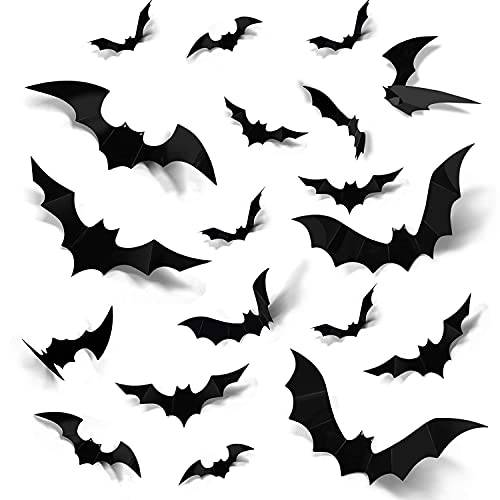 72PCS 할로윈 3D Bats 장식, 4 사이즈 PVC Scary Bats 벽면 데칼 벽면 스티커 DIY 할로윈 장식 홈 실내 창문 장식 도구