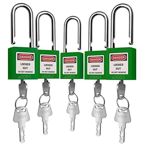 Lockout Tagout 잠금 5pcs 세트 Loto Product 세이프티,안전 자물쇠 잠금 Out 태그 Out 스테이션 and 디바이스 (그린, 키 한쌍)