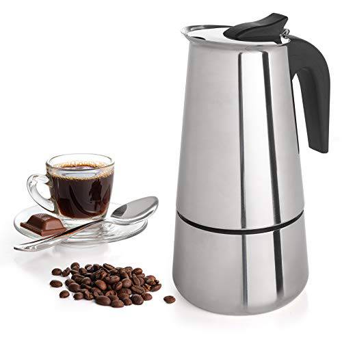Mixpresso 커피머신, 커피 캡슐 머신, 커피 메이커 스토브톱 에스프레소,커피 커피머신, 커피 캡슐 머신, 커피 메이커, 모카 커피포트 커피 여과기 디자인, 스테인레스 스틸 스토브톱 에스프레소메이커, 커피 메이커, 이탈리안 커피머신, 커피 캡슐 머신, 커피 메이커 (9 컵)