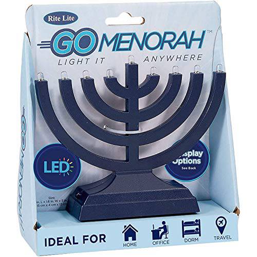Rite 라이트 고 전기,전동 LED Chanukah Menorah, 9x2x7,  블루 - 브라이트 Hanukkah 전기,전동 Menorah