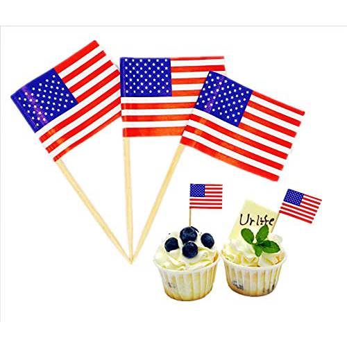 아메리칸 이쑤시개 깃발 100 PCS 케이크 토퍼,데코 데코,장식 칵테일 이쑤시개 깃발 미니 스몰 깃발 컵케이크 픽 스틱,막대 Veterans Day 아미 졸업 파티 도구