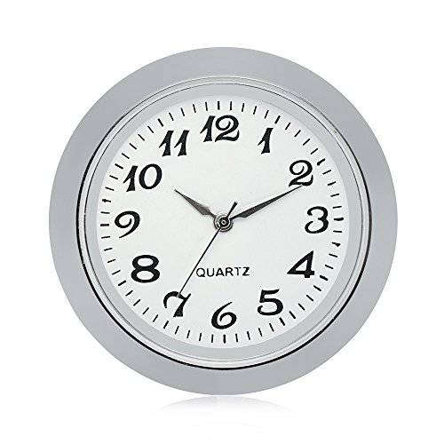 ShoppeWatch 미니 시계 인서트 쿼츠무브먼트 라운드 1 7/ 16 (35mm) 미니사이즈 시계 호환 Up 화이트 페이스 실버 톤 베젤 아랍어 Numerals CK095SL
