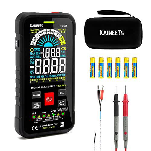 KAIWEETS 디지털 멀티미터,전기,전압계,측정 전압계 스마트 전자 테스터 측정 전압 Current 저항 연속측정 Duty-Cycle 정전용량 온도 프리퀀시 오토 범위 10000 Counts TRMS