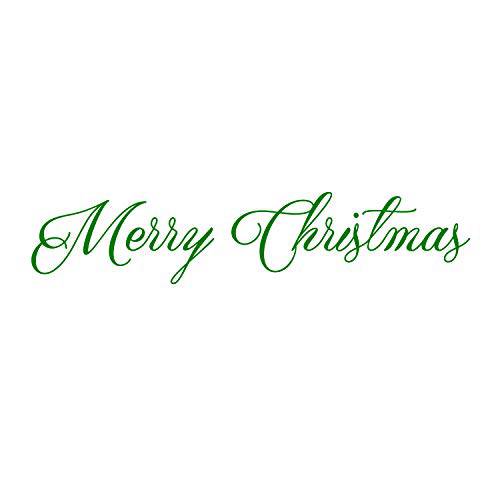 메리 크리스마스 프론트도어 비닐 벽면 아트 데칼 - 3 x 16.5 장식 비닐 스티커 - 그린