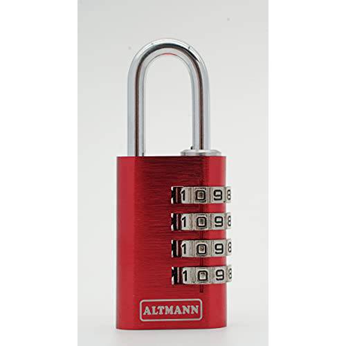 ALTMANN 알루미늄 콤비네이션 맹꽁이자물쇠,통자물쇠,자물쇠, 아트 no.PA14028RE, 4 황동 휠, 레드 컬러