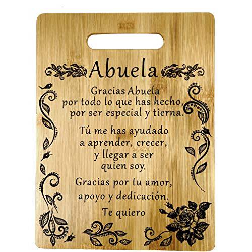 Regalo para abuela: tabla de cortar de bambu grabada (22 x 30 cm) 선물 할머니 in Spanish-Engraved 대나무 도마 9x12