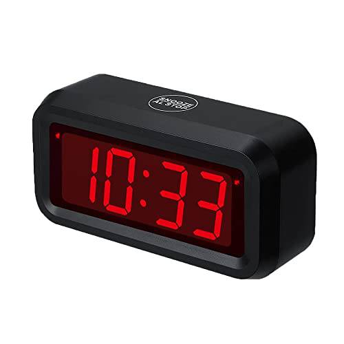 SUPLEDCK 디지털 알람 시계 배터리 작동 Bedside 홈 여행용 타임 시계 나이트 Visible LED 디스플레이 (블랙)