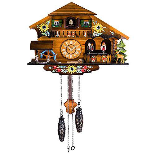 Kintrot Cuckoo 시계 Pendulum 쿼츠 벽시계 블랙 Forest 집 홈 장식