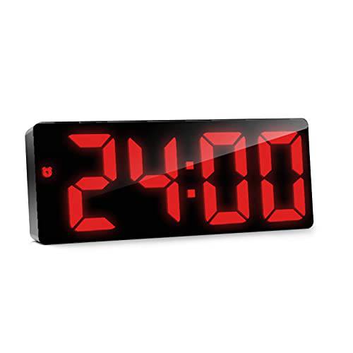 LED 디지털 알람 시계, 심플 디자인 데스크 시계  잘보임, 큰글씨 라지 숫자, 조절가능 밝기, 12/ 24Hr