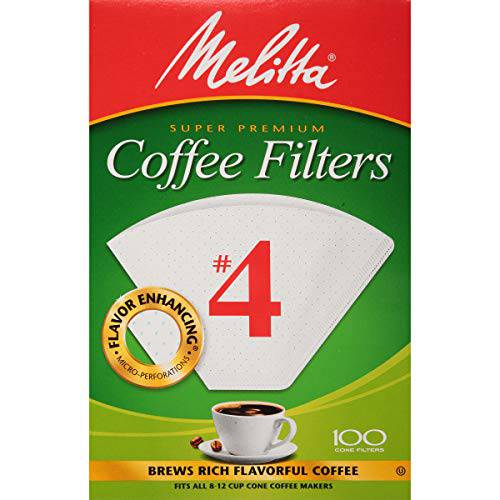 Melitta 4 콘 커피 필터, 화이트, 100 Count (팩 of 6)