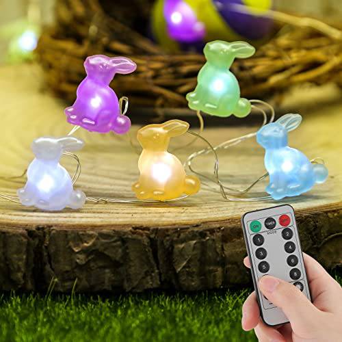 DomeStar Bunny LED 스트링 라이트 배터리 전원, 10FT 30LEDs Five-Color 토끼 라이트 스트링 스프링, 웨딩, 방, 가든