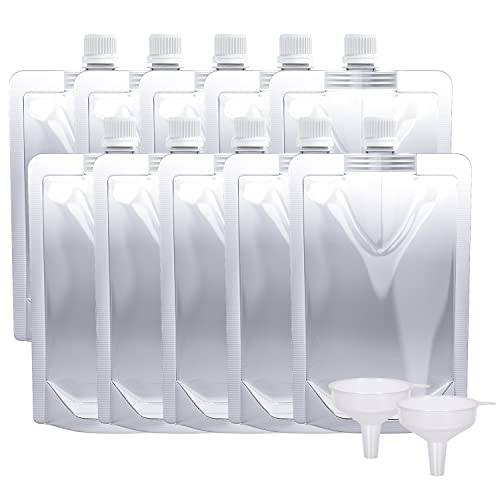 Keon 플라스틱 Flasks - 숨김가능 and 리유저블,재사용 음료 백, Leak-Proof, BPA-Free 여행용, 아웃도어 스포츠, 콘서트, 이벤트 (8OZ - 10PCS+ 2 깔때기, 퍼널)