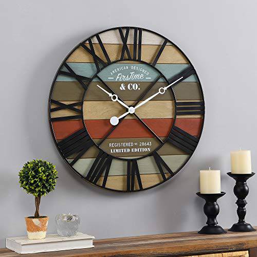 FirsTime& Co.® Colorful Maritime Farmhouse Planks 시계, 아메리칸 제, 멀티- 컬러, 24 x 2 x 24,